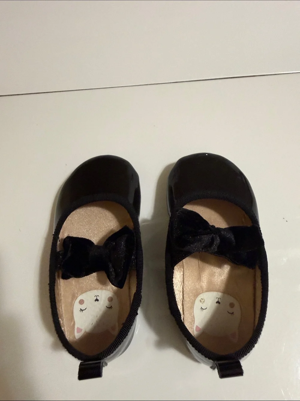 H&M Black Patent Mary Jane Shoes with Velvet Bows